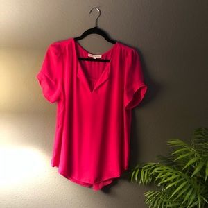 Pink blouse with longer sleeve